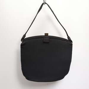 Vintage Garay Evening Satchel Handbag S Black Wool Gold Satin Lined Latch